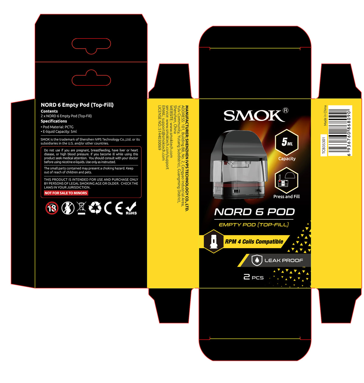 Smok Nord 6 Pod Side Fill Cartridge 2pack