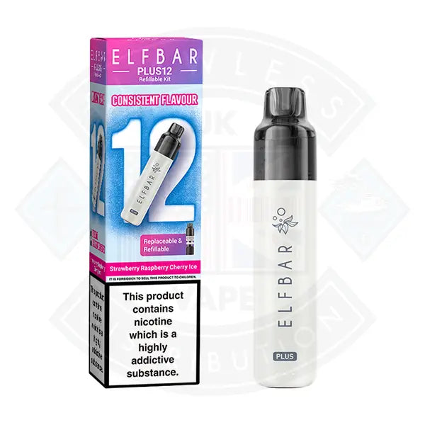 ELFBAR PLUS 12 PREFILLED VAPE KIT - Strawberry Raspberry Cherry Ice