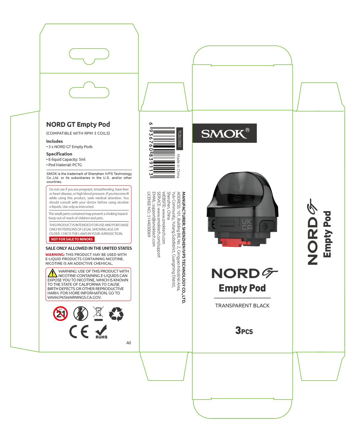 Smok Nord GT Empty Pod Cartridge (3pcs/pack)