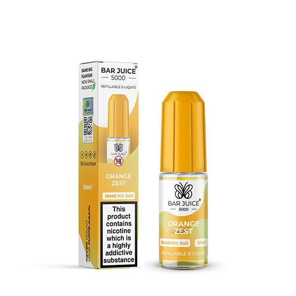 Bar Juice 5000 10mg Nic Salt 10ml, Orange Zest Flavour, Vape Auraa UK