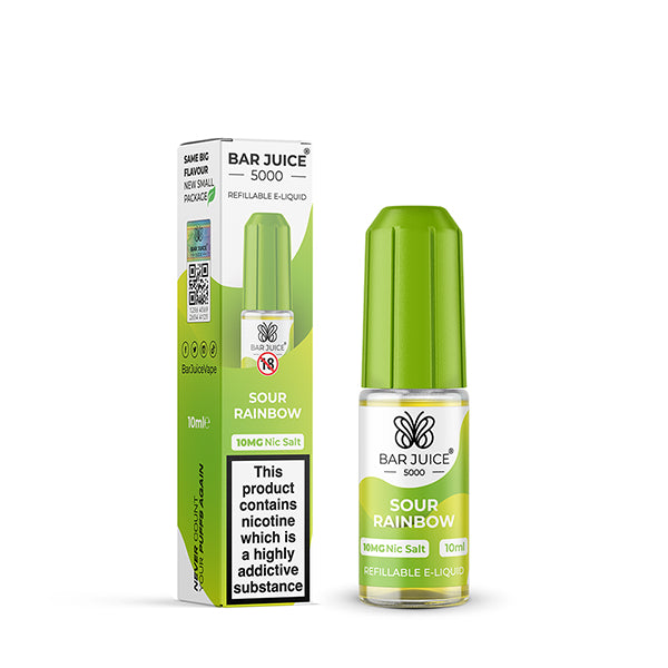 Bar Juice 5000 10mg Nic Salt 10ml, Sour Rainbow Flavour, Vape Auraa UK