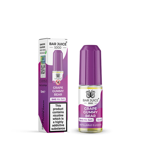 Bar Juice 5000 5mg Nic Salt 10ml, Grape Gummy Bear Vape Auraa UK