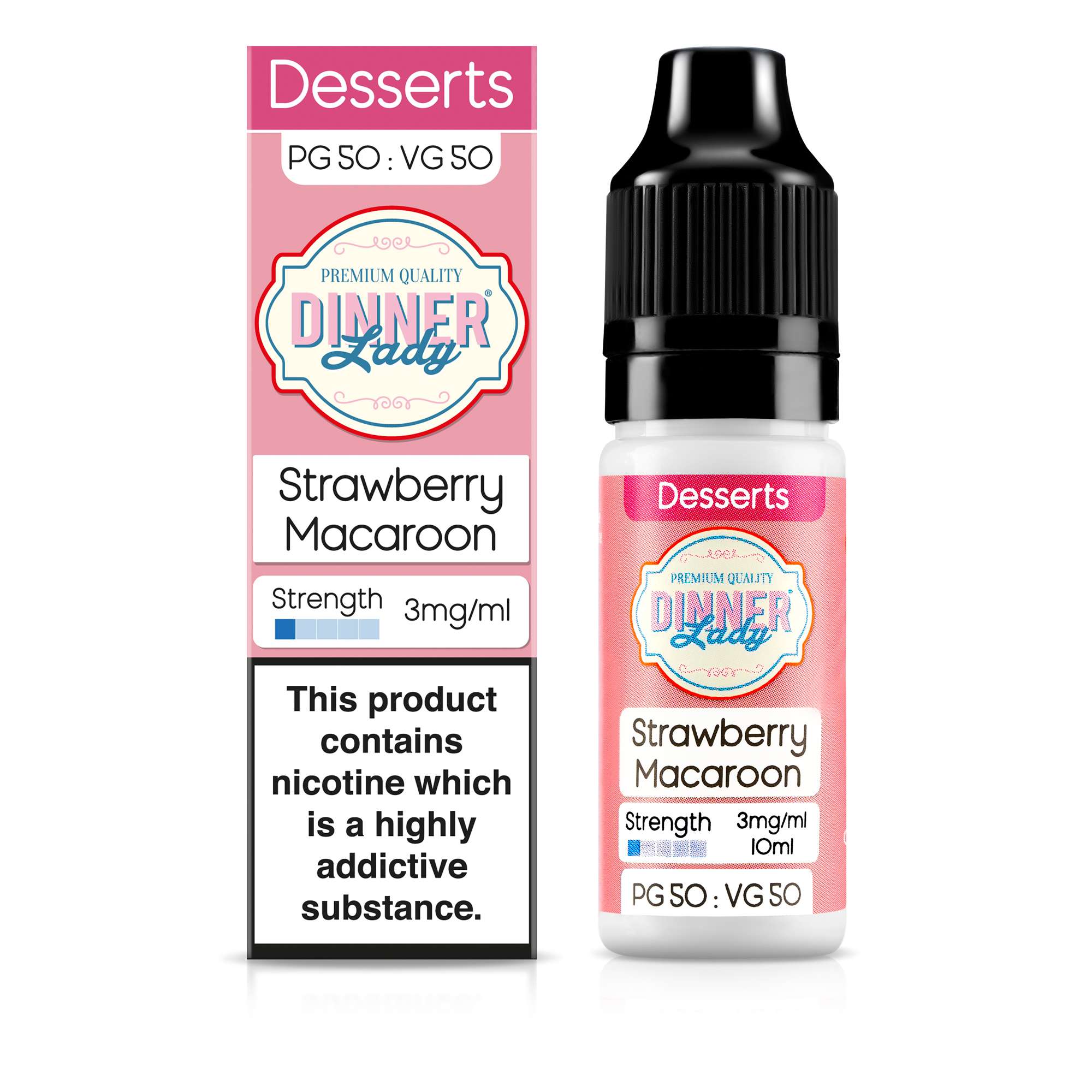 Dinner Lady Desserts 50/50 Strawberry Macaroon 10ml, Vape Auraa UK