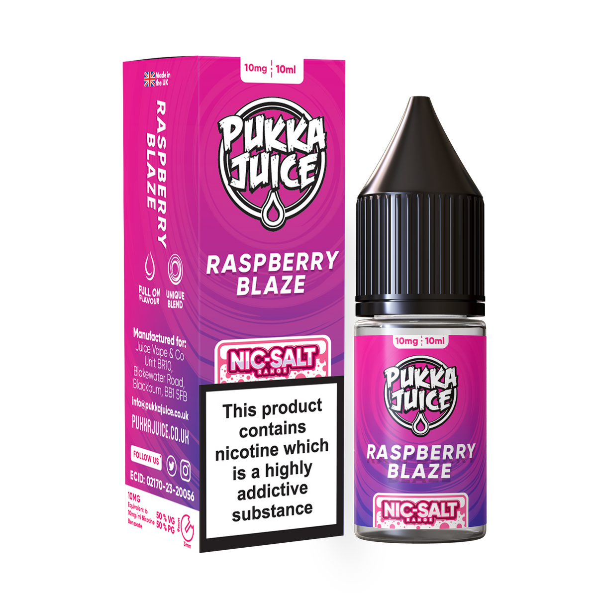 Pukka Juice - Nic Salt Raspberry Blaze 10ml E-liquid