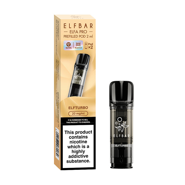 ELFA Pro Prefilled Pods 2packs, Elfturbo Flavour, Vape Aura UK
