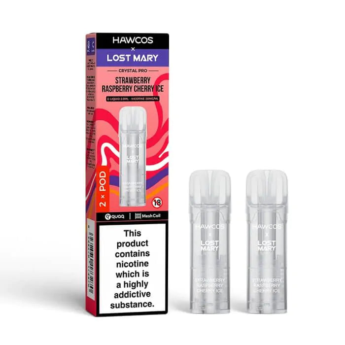 Hawcos x Lost Mary Crystal Pro Prefilled Pods - Strawberry Raspberry Cherry Ice - 2PK
