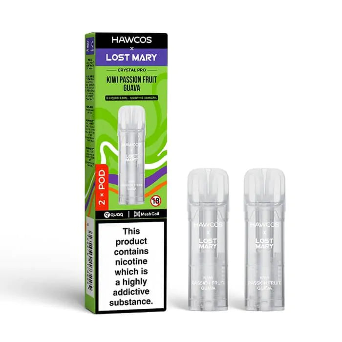 Hawcos x Lost Mary Crystal Pro Prefilled Pods - Kiwi Passion Fruit Guava - 2PK