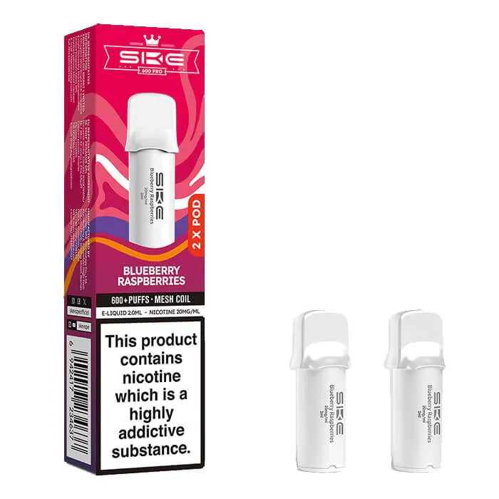 SKE Crystal Pro 600 Prefilled Pods - Blueberry Raspberries - 2PK