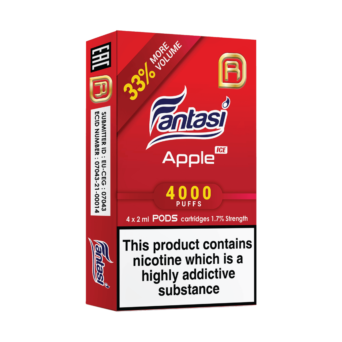 Fantasi NanoStix Pods- Apple Ice 4000puff 1.7%/ 4pack
