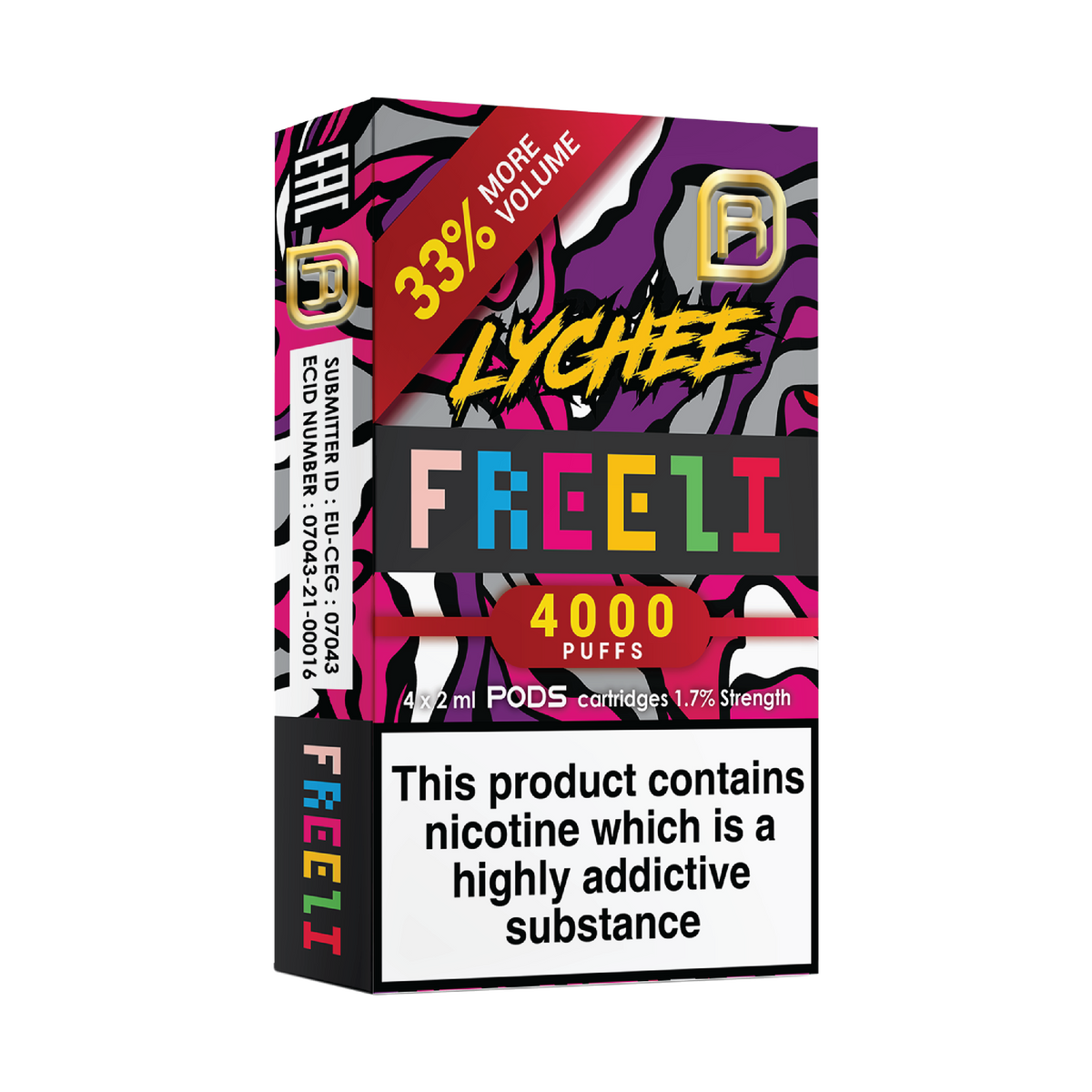 Freeze NanoStix Pods- Lychee 4000puff 1.7%/ 4pack