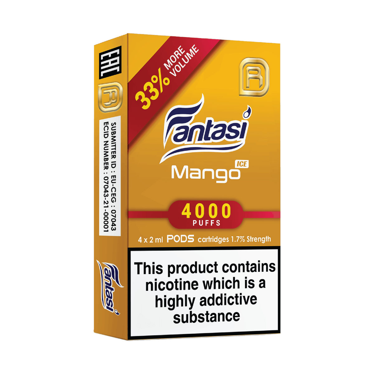 Fantasi NanoStix Pods- Mango Ice 4000puff 1.7%/ 4pack