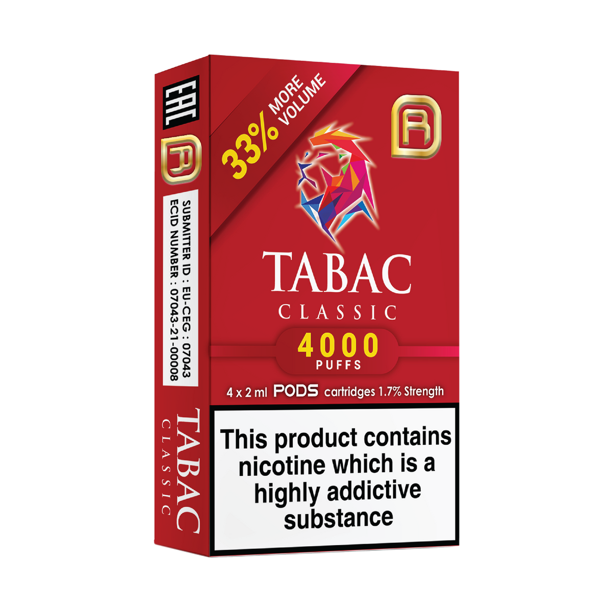 Tabac NanoStix Pods- Classic 4000puff 1.7%/ 4pack