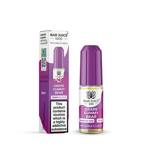 Bar Juice 5000 10mg Nic Salt 10ml, Grape Gummy Bear Flavour, Vape Auraa UK