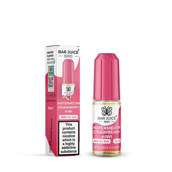 Bar Juice 5000 5mg Nic Salt 10ml, Watermelon Strawberry Kiwi Vape Auraa UK