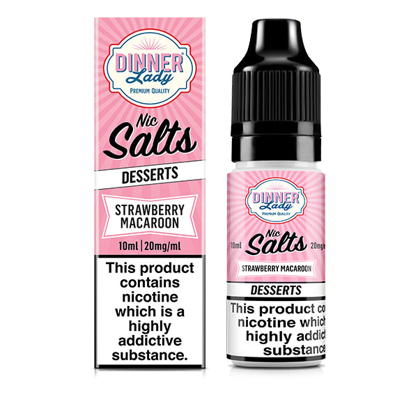 Dinner Lady Desserts Strawberry Macaroon 10ml Nic Salt, Vapeauraa Uk