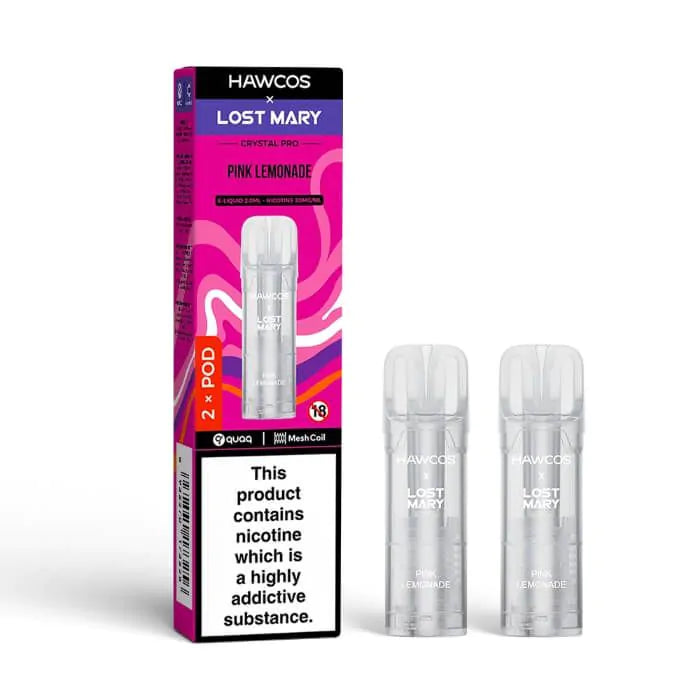 Hawcos x Lost Mary Crystal Pro Prefilled Pods - Pink Lemonade - 2PK