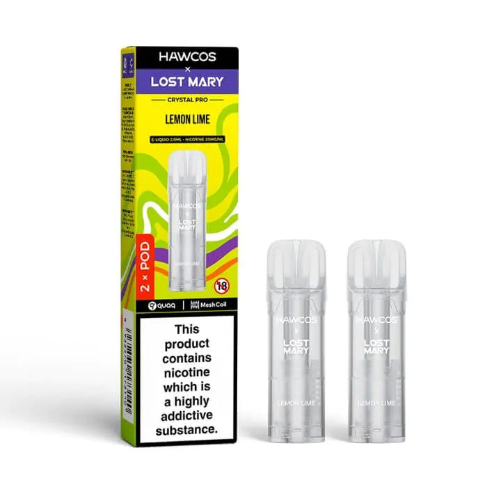 Hawcos x Lost Mary Crystal Pro Prefilled Pods - Lemon Lime - 2PK