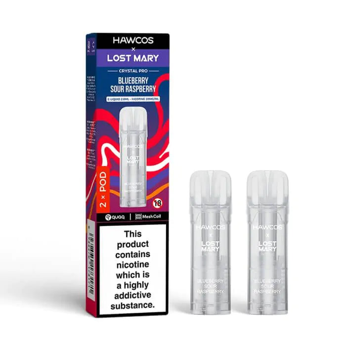 Hawcos x Lost Mary Crystal Pro Prefilled Pods - Blueberry Sour Raspberry - 2PK