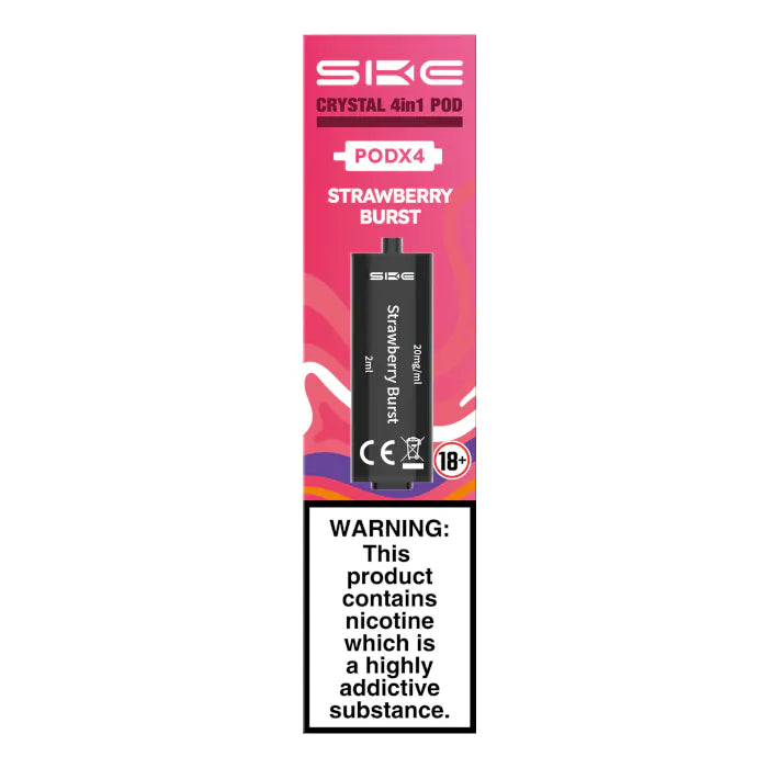 SKE Crystal 2400 4 in 1 Replacement Pods - Strawberry Burst - 4PK