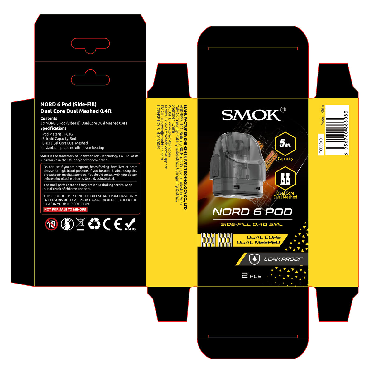 Smok Nord 6 Empty Pod Cartridge 2packs